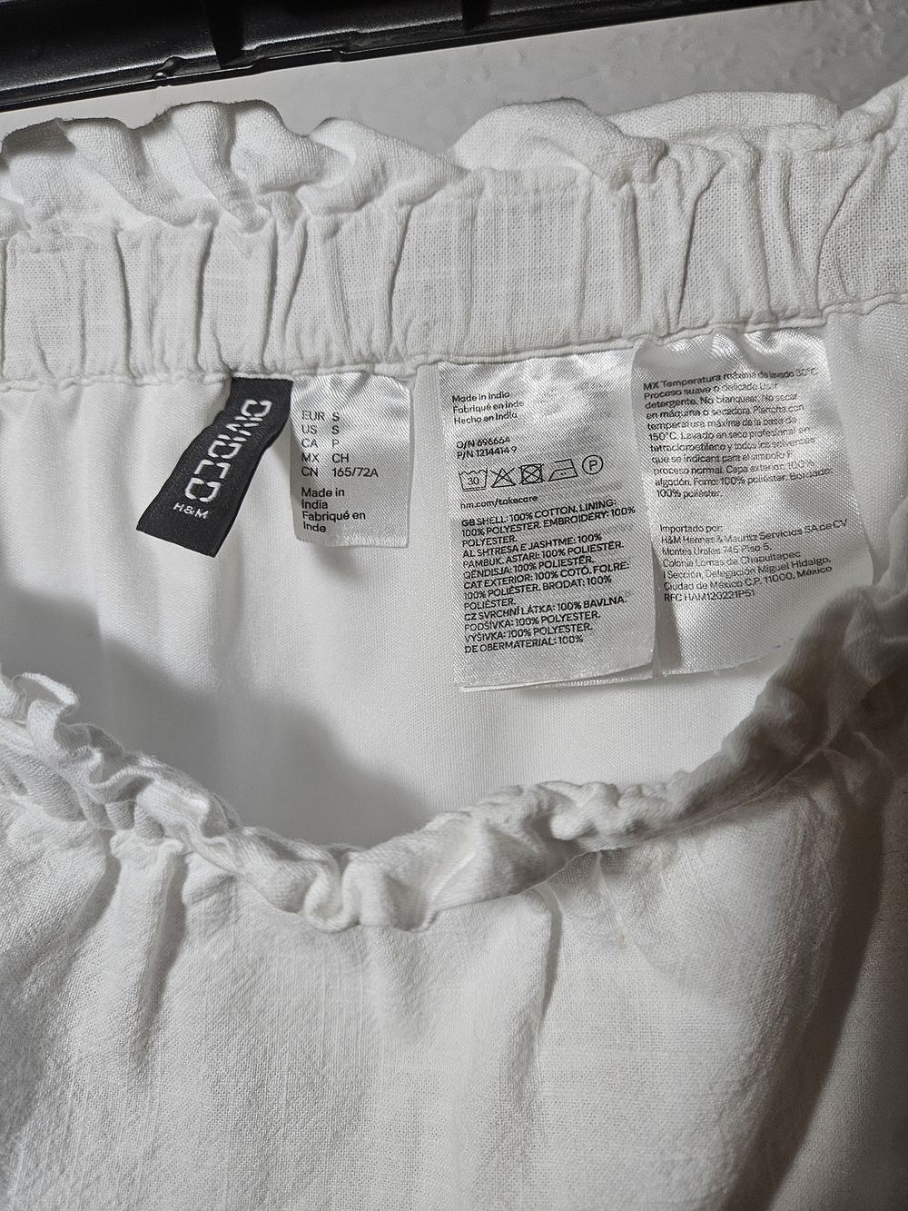 H&M White Ruffled Neck Blouse